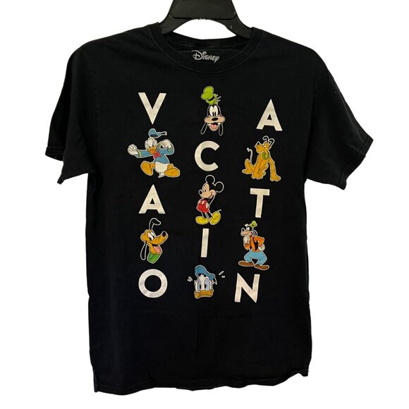 Disney Classic Characters Vacation Graphic Tee Black Size S - Picture 1 of 4